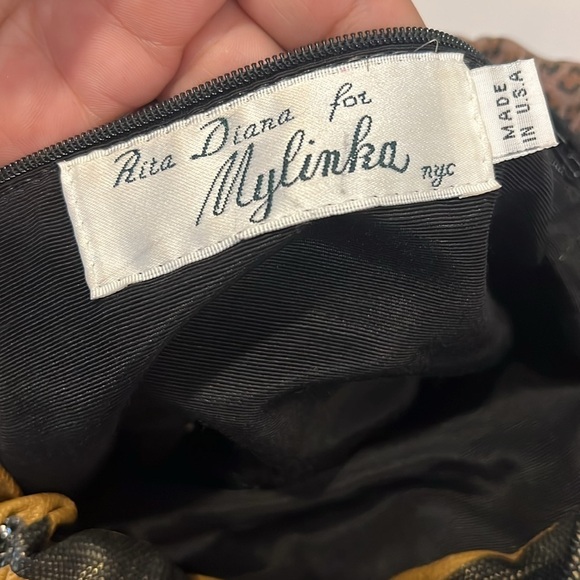 Rita Diana for Mylinka Vintage Animal Print Cinch Bag w/ Crystals Gypsy Boho - Picture 7 of 7